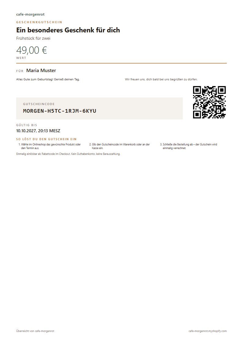 Gutschein im Layout Minimal